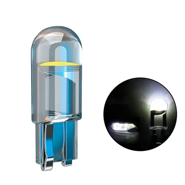 4x T10 LED becuri auto 12V Carcasă din sticlă Dimensiuni 23x9 mm Lumină albă Becuri auto Iluminare interioară Luminile de parcare Reducere extra