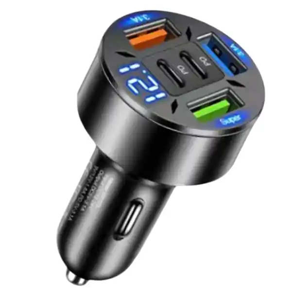 Super ofertă Încărcător rapid pentru mașină 250W cu 5 porturi 2× USB C și 3× USB A Încărcător brichetă PD QC3.0 adaptor pentru telefon cu afișaj digital