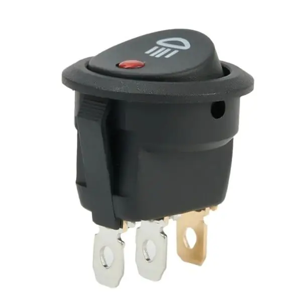 Preț mic Comutator cu basculant 23x23 mm, Material ABS, DC 12V 20A, Carcasă neagră, LED roșie