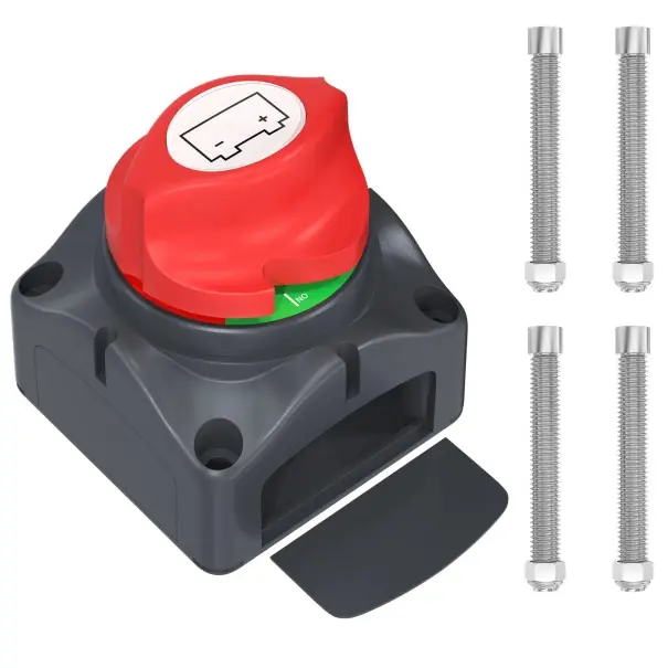 Preț mic Comutator de baterie 69 x 69 x 75 mm Comutator principal pentru acumulator 12–48 V Comutator rotativ cu contacte din cupru pentru auto, barcă, caravană