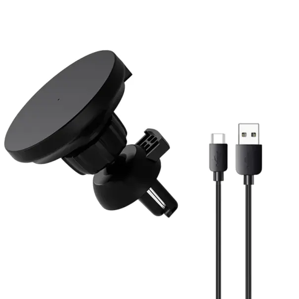 Retur gratuit Încărcător magnetic pentru mașină fără fir 30W cu suport și cablu USB A la USB C 1 m încărcare rapidă magnet puternic Suport pentru telefon mobil cu îmbinare la 360°