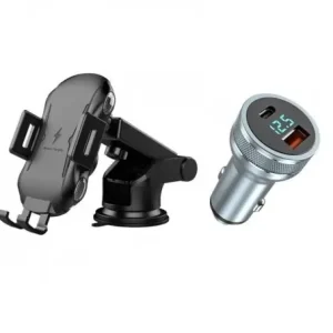 Încărcător auto fără fir cu adaptor USB / USB-C Livrare rapidă