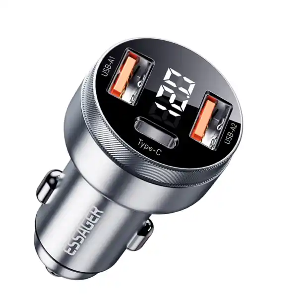 Încărcător auto rapid de 80W cu slot pentru brichetă USB C și adaptor încărcător auto multi-port 2x USB A PD3.0 QC3.0 Retur ușor