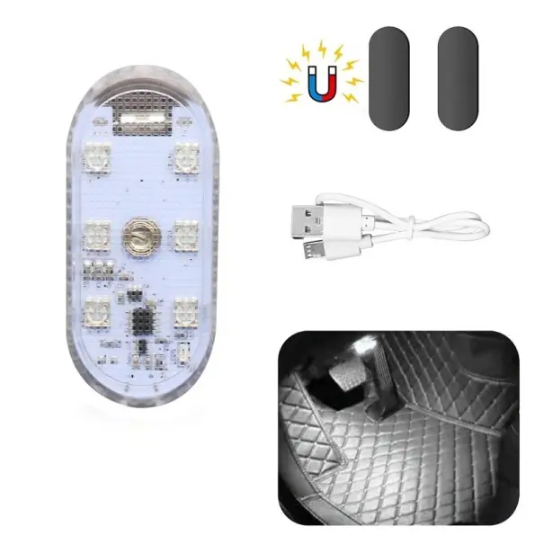 Super ofertă Lampă LED de tavan pentru mașină 3 x 7 cm Încărcare mini USB Iluminare interioară cu baterie de 120 mA Lampă compactă Decorare interioară auto