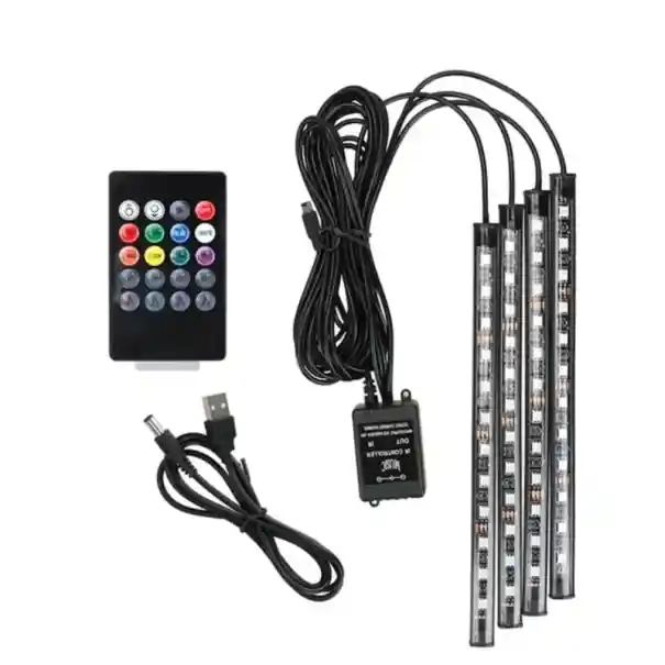Ultima șansă Lumini auto LED RGB universale 4x22,5 cm 48 LED-uri Telecomandă Mod muzică 16 culori Alimentare USB Iluminare atmosferică
