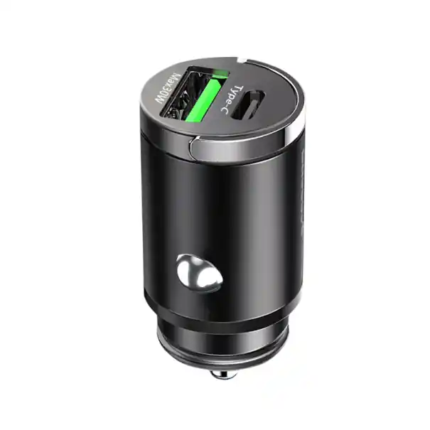 Promoție Mini încărcător rapid de mașină de 30 W USB C și USB A slot pentru brichetă încărcare rapidă ieșire dublă care încărcă două dispozitive simultan modele compatibile
