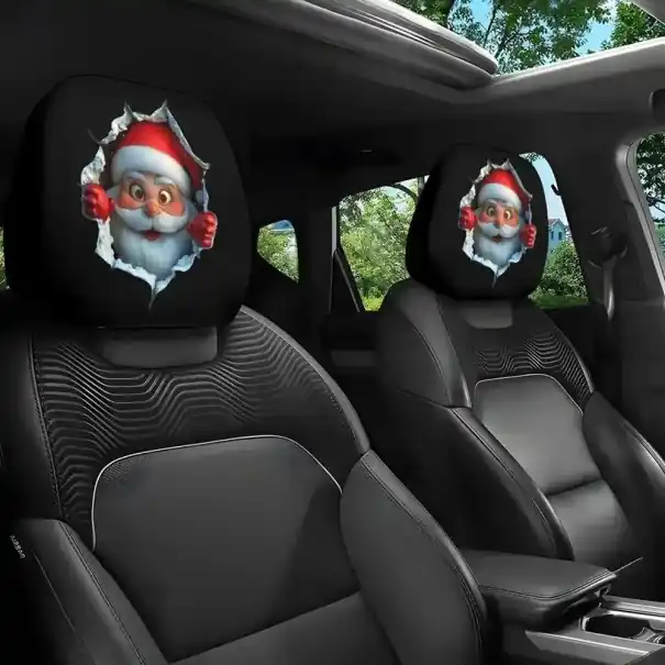 Ofertă exclusivă 2 bucăți husă neagră pentru suportul de cap auto Santa 28 x 26 cm poliester decorare interior