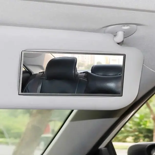 Cumpără acum Oglindă auto autocolantă rectangulară lustruită 11 × 6,5 cm din oțel inoxidabil Suprafață netedă colțuri rotunjite montare universală fără unelte