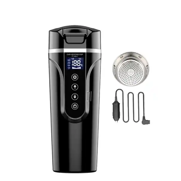 Reducere specială Cana de încălzire pentru mașină 12V 24V 450 ml 30–100 °C 15 A 6,5 x 22,5 cm Oțel inoxidabil 304 Ecran tactil Temperatură constantă Încălzire rapidă