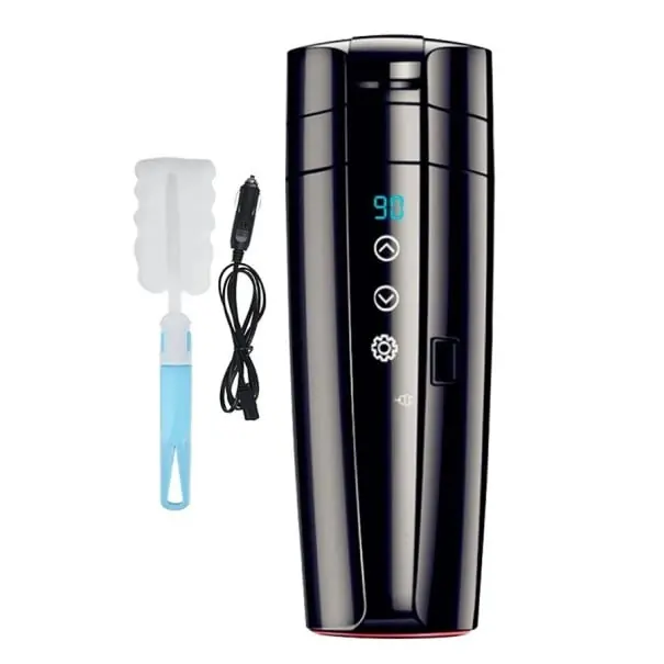 Ofertă Cana încălzitoare pentru mașină 12V 24V 400 ml 30–100 °C 15 A Oțel inoxidabil 304 Ecran digital Control tactil Temperatură constantă