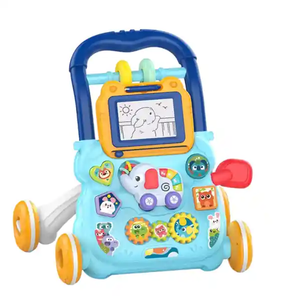 Preț mic Cărucior educativ pentru copii cu tablă de desen și muzică 40x32x40,5 cm Instrument pentru învățarea formelor și dezvoltarea abilităților motorii fine la bebeluși