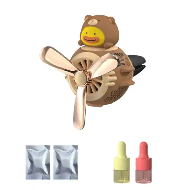 Nu rata Clip magnetic pentru ventilația mașinii Aromaterapie Rață cu costum de urs și elice Personaj de desene animate Drăguț Decorare interioară