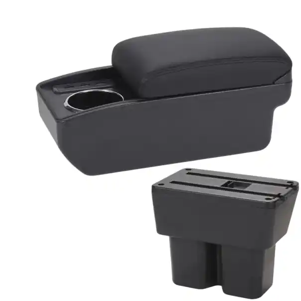 Cotiere 32 x 15,5 x 14,5 cm pentru Suzuki Jimny JB74 2019–2024 Piele PU Plastic ABS Cutie de depozitare Suport pentru băuturi Funcție glisantă USB USB-C Încărcare Accesorii de montaj Ofertă specială