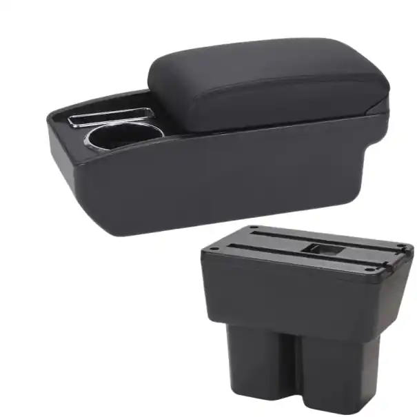 Preț promoțional Cotiere 32 x 15,5 x 14,5 cm pentru Suzuki Jimny JB74 2019–2024 Piele PU Plastic ABS Cutie de depozitare Suport pentru băuturi Reglabil Fără USB Montare suplimentară