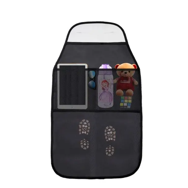 Ofertă exclusivă Culoare de protecție pentru spatele scaunului auto cu buzunare 75,7×43,7 cm organizator impermeabil negru împotriva murdăriei și zgârieturilor
