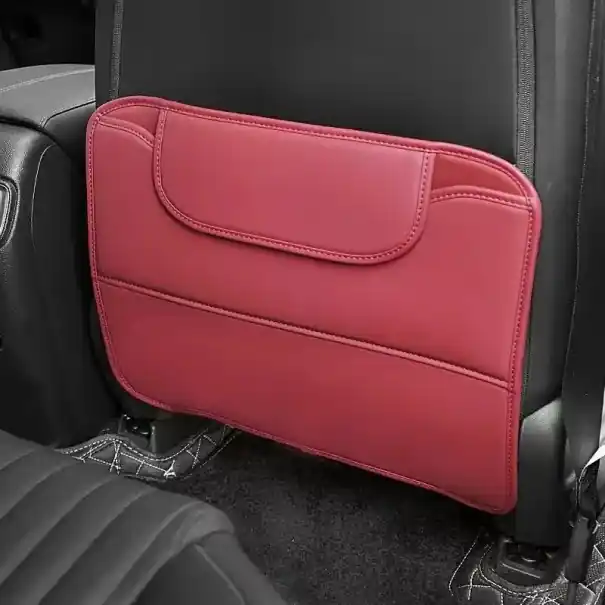 Expediere rapidă Culoare de protecție pentru spatele scaunului auto universal din piele PU impermeabilă, protector împotriva zgârieturilor și murdăriei cu buzunar