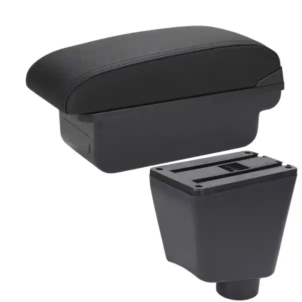 Cumpărături sigure Cotiere 13 x 31 x 16 cm pentru Renault Clio 3 4 și Renault Captur Neagră din piele PU plastic ABS Consolă centrală rezistentă fără USB