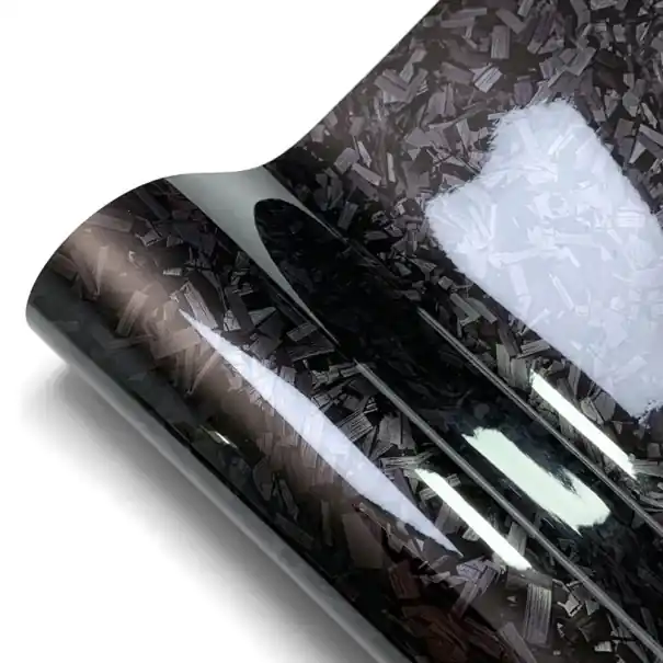 Chilipir Folie auto neagră lucioasă 50x300 cm cu efect de carbon forjat Folie autoadezivă din PVC pentru mașină și motocicletă