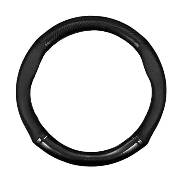 Husă universală pentru volan, 38x38 cm, din microfibră, antiderapantă, design 3D, fibră de carbon, respirabilă, durabilă, accesoriu auto Ultima șansă