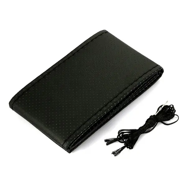 Husă volan cusută manual 38 cm Piele artificială cu ace și ață Împletitură pe volan Husă auto Interior elegant Accesoriu antiderapant Vezi acum