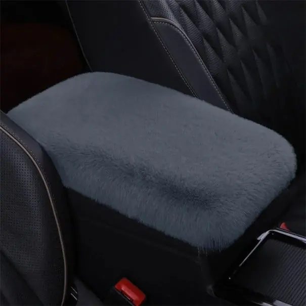 Husă pentru suportul de cot auto 29 x 19,5 cm Husă gri din pluș călduros din blană artificială de iepure Husă moale și pufoasă pentru consolă Preferatul clienților