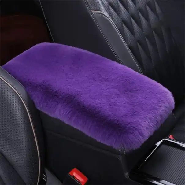 Husă pentru suportul de cot auto 29 x 19,5 cm Husă moale din pluș violet din blană artificială de iepure Discount