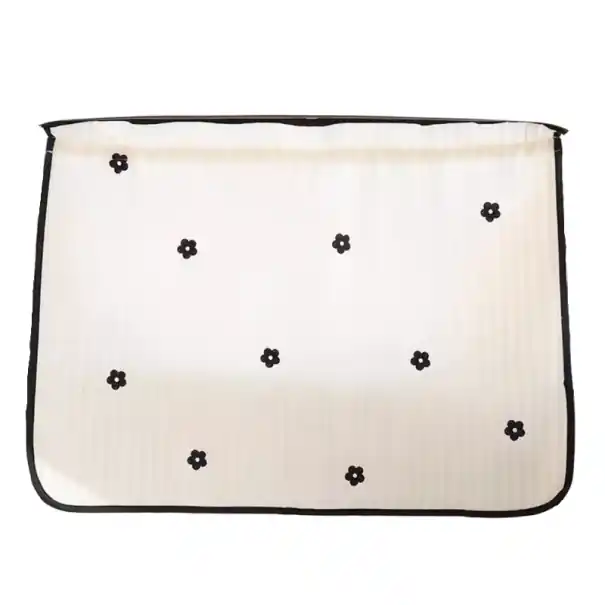 Preferatul clienților Parasolar auto cu ventuze 69 x 49 cm protecție UV pentru copii Alb cu model floral negru Protecție împotriva soarelui în mașină