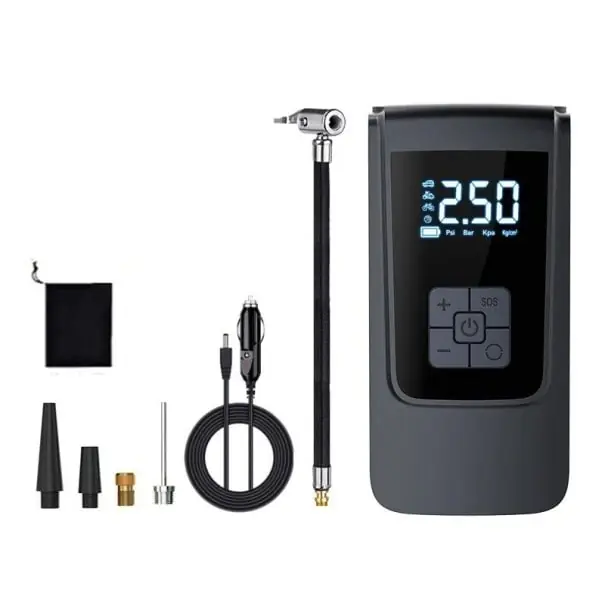 Preț redus Pompă de aer electrică cu fir 16x8cm compresor portabil pentru mașina, motocicleta, bicicleta, bile, umflare rapidă, cablu de măsurare precisă a presiunii