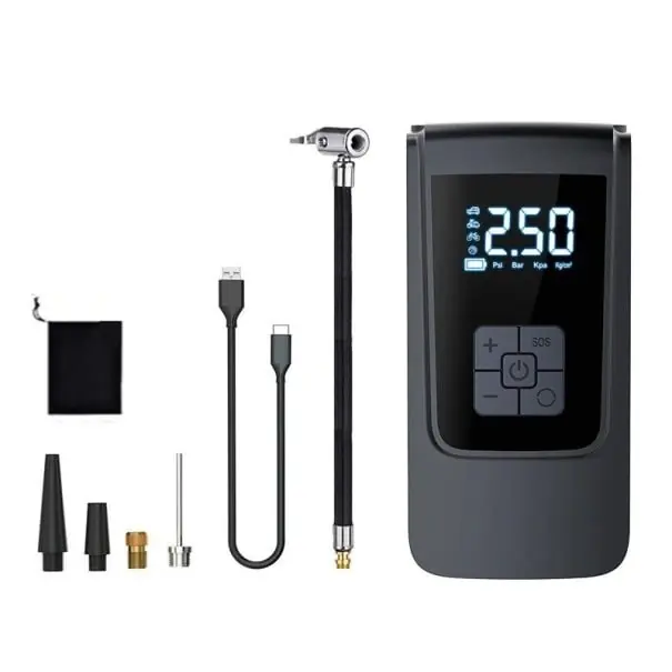 Preferatul clienților Pompă de aer electrică wireless 16x8 cm compresor portabil pentru bile auto, bicicletă, umflare rapidă, măsurare precisă a presiunii