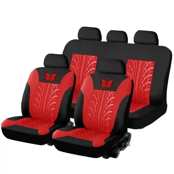 Set de 5 huse pentru scaun auto Design anvelope cu papion Huse de protecție pentru scaun auto Poliester Model elegant Întreținere ușoară Potrivire universală Promoție