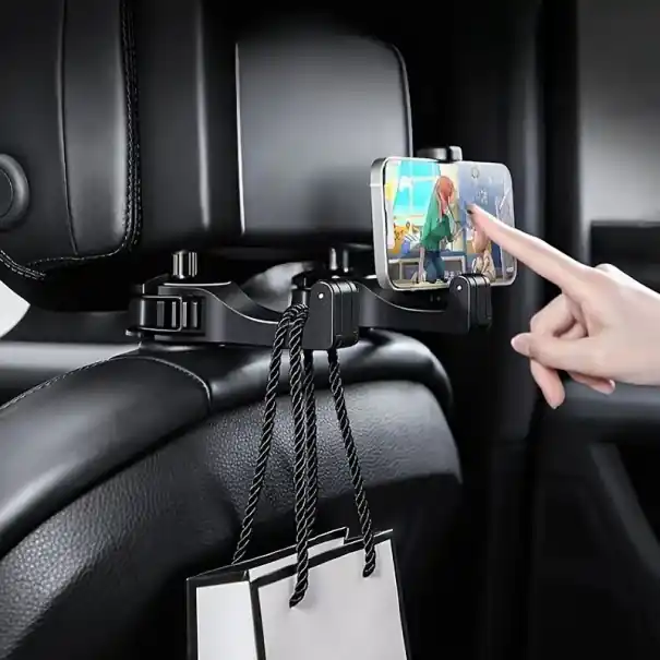 Suport auto pentru tetiere cu cârlig rotativ și suport pentru telefon universal din plastic ABS negru cu rotiță colorată utilizare practică Livrare gratuită
