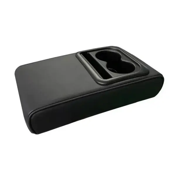 Premium Suport pentru cot ridicat 35 x 21 x 7,5 cm Perna din piele PU neagră cu 2 suporturi pentru băuturi Spațiu de stocare pentru carduri Protector impermeabil cu curea elastică