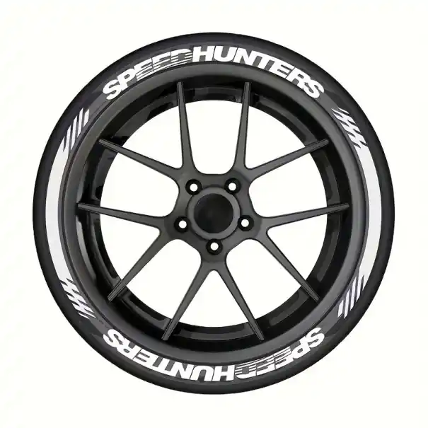 2 bucăți de autocolante pentru anvelope SPEEDHUNTERS 37,67 x 2,54 cm + 2 bucăți de decorațiuni pentru roți 35,5 x 1,9 cm Autocolante din PVC rezistente la apă pentru tuning auto Noutate