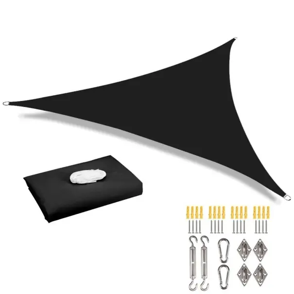 Cloarea exterioară impermeabilă triunghiulară 2 x 2 x 2 m Markiză cu filtru UV de 98% Pânză pentru terasă, grădină, camping cu set complet de accesorii de 24 de piese Livrare rapidă