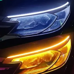 Transport gratuit Set 2 buc LED de iluminare diurnă pentru auto 60 x 1,1 x 0,3 cm Bandă luminoasă flexibilă DRL cu semnalizare Efect curgător 12 V