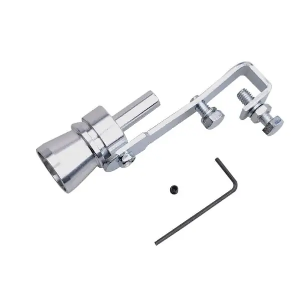 Premium Piesă turbo argintie pentru evacuare M 102,4 × 24,5 mm Simulator universal de sunet turbo tub de suflat din aluminiu accesoriu tuning pentru vehicule
