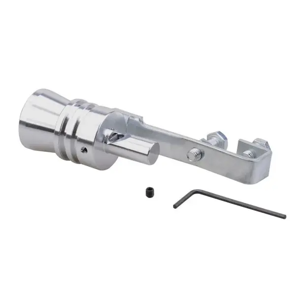 Preț redus Piesă turbo argintie pentru evacuare XL 113,5 × 34,3 mm Simulator universal de sunet turbo tub de suflat din aluminiu accesoriu tuning pentru automobile