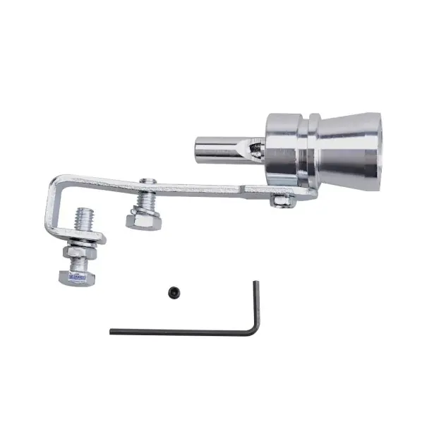 Turbo Píștala pentru Evacuare S 101,3 × 19,5 mm Argintie Universal Simulator de Sunet Turbo Tub de Pufăit din Aluminiu Tuning Accesoriu Decorativ Preț mic