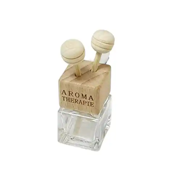 Difuzor auto sticlă goală pentru uleiuri esențiale 20–25 ml, aproximativ 7,8 x 2,5 cm, cu capac din lemn și clips Premium