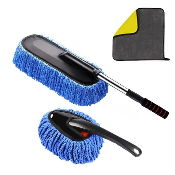 Mop retractabil pentru spălat auto Set de 3 perii lungi din microfibră din plastic Prosop cu perie mică pentru curățarea corpului, fără dungi Accesorii pentru mașină Ofertă