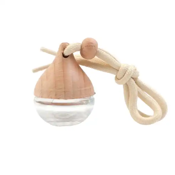 Preț mic Odorifer de aer pentru mașină, sticlă parfumată rotundă 6 ml 3,5 x 4,5 cm, sticlă, capac din lemn, sfoară, aromaterapie, interiorul mașinii