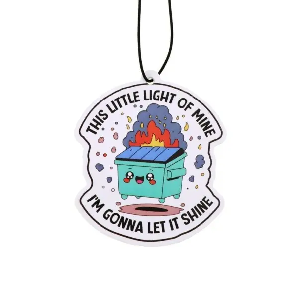 Odorifer de aer suspendat pentru mașină cu coș de gunoi în flăcări și inscripția this little light of mine, breloc parfumat, decor interior colorat Mai ieftin