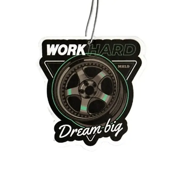 Reducere extra Osv fresh air freshener for car design wheel disc with the inscription Work Hard Dream Big pendant multicolored interior decoration