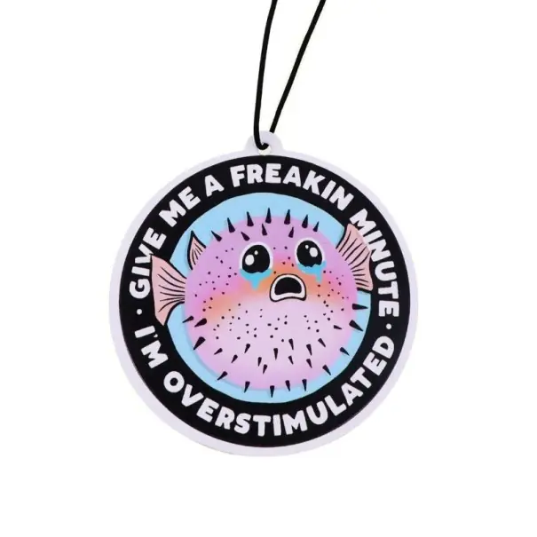 Osv fresh air freshener for car fish inscription give me a freakin minute I’m overstimulated fragrant pendant 7 × 7 cm decoration Discount