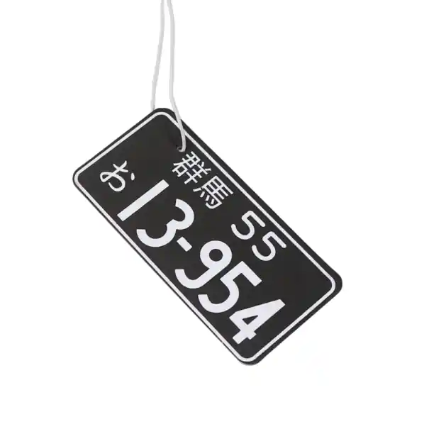 Osv fresh air freshener for car hanging on rearview mirror design license plate with number 4.8 × 10 cm solid black interior accessory Preț promoțional