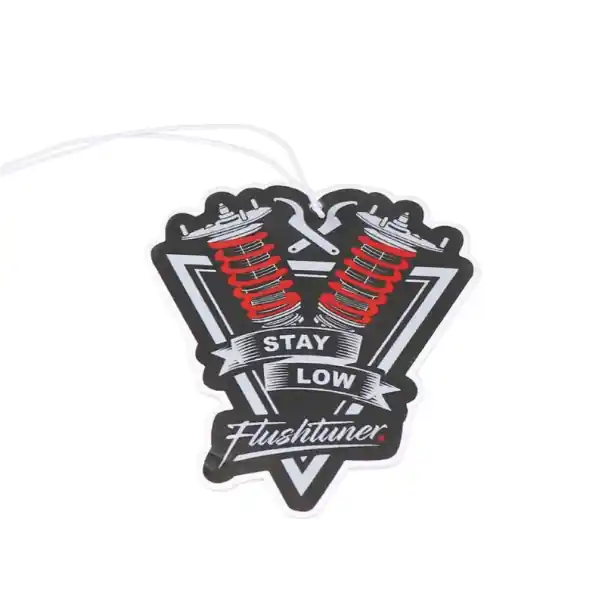 Osv fresh air freshener for car hanging on rearview mirror shock absorber motif with Stay Low inscription 8 × 9 cm solid black red accessory Super ofertă