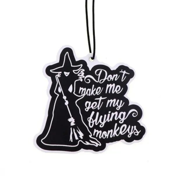 Osv fresh air freshener for car hanging with the quote "Don’t make me get my flying monkeys" black and white pendant interior decoration Mai ieftin
