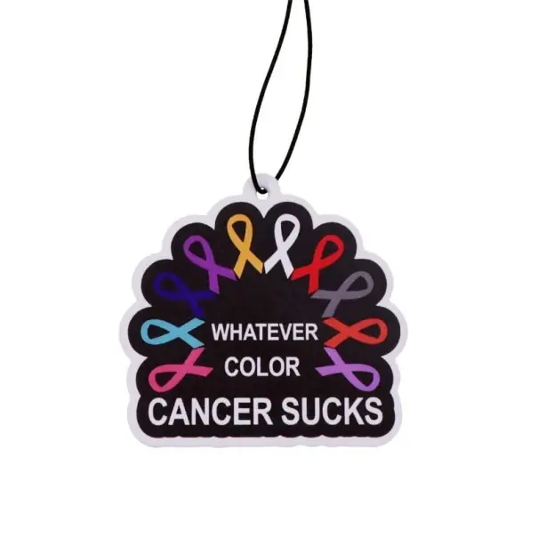 Livrare gratuită Osv fresh air freshener for car hanging with the quote "Whatever color cancer sucks" 7 × 6.2 cm black colorful pendant decoration