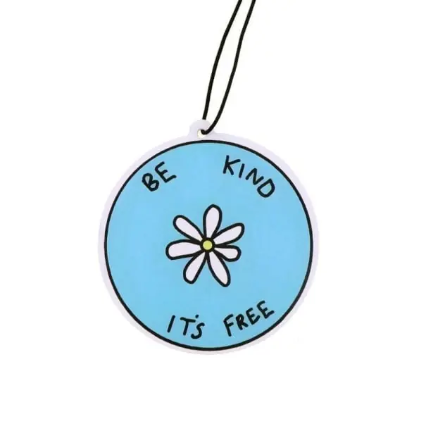 Lichidare de stoc Osv fresh air freshener for car hanging with the quote “Be kind it’s free” blue round pendant with flower interior decoration