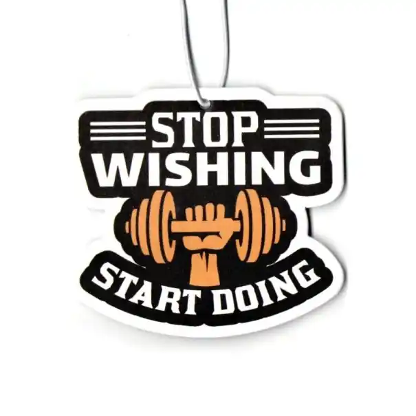 Osv fresh air freshener for car mirror pendant aromatherapy decoration with the inscription STOP WISHING START DOING dumbbell motif Cel mai bun preț